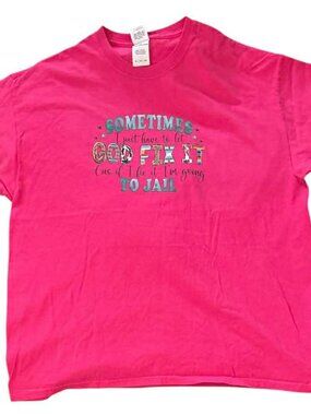 Gildan HC Short Sleeve Graphic T-Shirt Hot Pink Size XL NWOT